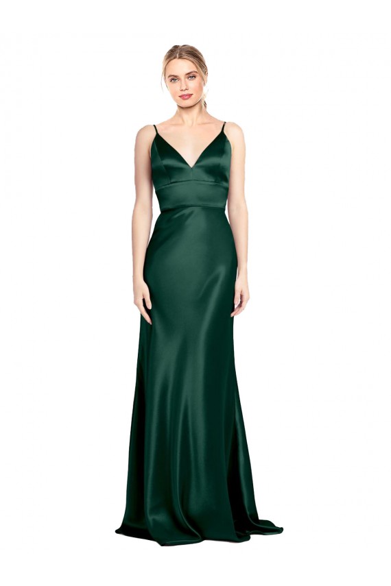 Sleeveless High Neck Stretch Satin Hunter Long Formal Evening Gown / Prom Dress / Bridesmaid Dress Bath