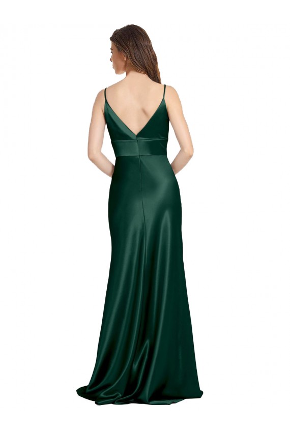 Sleeveless High Neck Stretch Satin Hunter Long Formal Evening Gown / Prom Dress / Bridesmaid Dress Bath