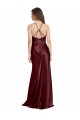 Sleeveless V-Neck Stretch Satin Burgundy Gold Long Formal Evening Gown / Prom Dress / Bridesmaid Dress Bath