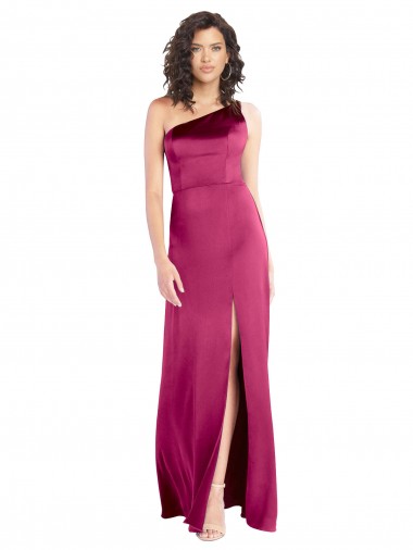 Sleeveless One Shoulder Stretch Satin Fuchsia Long Formal Evening Gown / Prom Dress / Bridesmaid Dress Bath