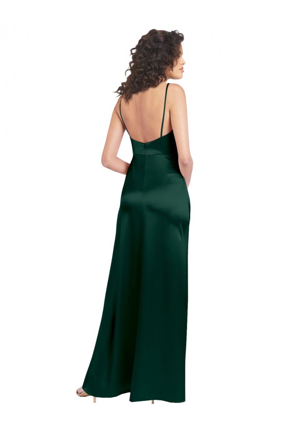 Sleeveless Scoop Neck Stretch Satin Hunter Long Formal Evening Gown / Prom Dress / Bridesmaid Dress Bath