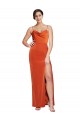 Sleeveless Cowl Neck Stretch Satin Rust Sweep Train Formal Evening Gown / Prom Dress / Bridesmaid Dress Bath
