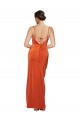 Sleeveless Cowl Neck Stretch Satin Rust Sweep Train Formal Evening Gown / Prom Dress / Bridesmaid Dress Bath