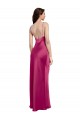Sleeveless V-Neck Stretch Satin Fuchsia Long Formal Evening Gown / Prom Dress / Bridesmaid Dress Bath