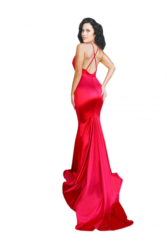 Sleeveless Sweetheart Stretch Satin Red Long Formal Evening Gown / Prom Dress / Bridesmaid Dress Bath