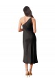 Sleeveless One Shoulder Stretch Satin Black Midi Length Black Tie Evening Dress / Prom Dress / Bridesmaid Dress Bath