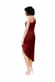Sleeveless One Shoulder Stretch Satin Burgundy Midi Length Black Tie Evening Gown / Prom Dress / Bridesmaid Dress Bath