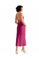 Sleeveless V-Neck Stretch Satin Fuchsia Midi Length Formal Evening Gown / Prom Dress / Bridesmaid Dress Bath