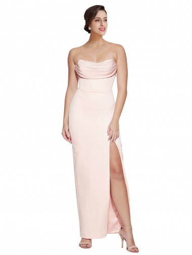 Sleeveless Cowl Neck Stretch Satin Long Formal Evening Gown / Prom Dress / Bridesmaid Dress Bath