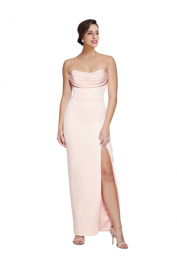 Sleeveless Cowl Neck Stretch Satin Long Formal Evening Gown / Prom Dress / Bridesmaid Dress Bath