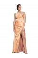 Sleeveless One Shoulder Stretch Satin Light Copper Long Formal Evening Gown / Prom Dress / Bridesmaid Dress Bath