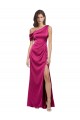 Sleeveless One Shoulder Stretch Satin Fuchsia Long Bridesmaid Dress / Evening Dress Bath