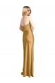 Sleeveless Strapless Stretch Satin Gold Long Formal Evening Gown / Prom Dress / Bridesmaid Dress Bath