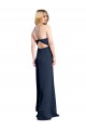 Sleeveless Halter Neck Stretch Satin Dark Navy Long Formal Evening Gown / Prom Dress / Bridesmaid Dress Bath
