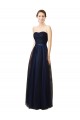 Sleeveless Strapless Tulle Dark Navy Long Bridesmaid Gown Bath