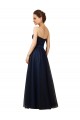 Sleeveless Strapless Tulle Dark Navy Long Bridesmaid Gown Bath