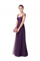 Cap Sleeves Sweetheart Tulle Plum Purple Long Bridesmaid Dress Bath