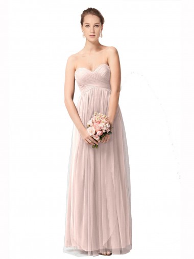 Cap Sleeves Sweetheart Tulle Vintage Rose Long Bridesmaid Dress Bath