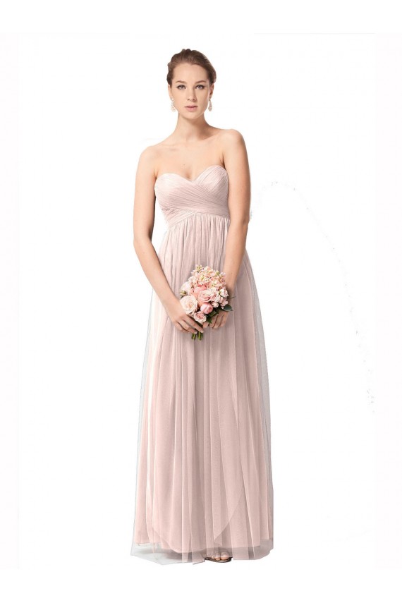 Cap Sleeves Sweetheart Tulle Vintage Rose Long Bridesmaid Dress Bath