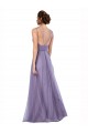 Sleeveless Spaghetti Straps Tulle Watermelon Long Bridesmaid Dress Bath