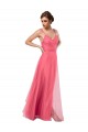 Sleeveless Spaghetti Straps Tulle Watermelon Long Bridesmaid Dress Bath