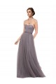 Sleeveless Spaghetti Straps Tulle Pewter Long Bridesmaid Dress Bath