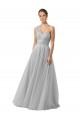 Sleeveless One Shoulder Tulle Silver Long Bridesmaid Gown Bath