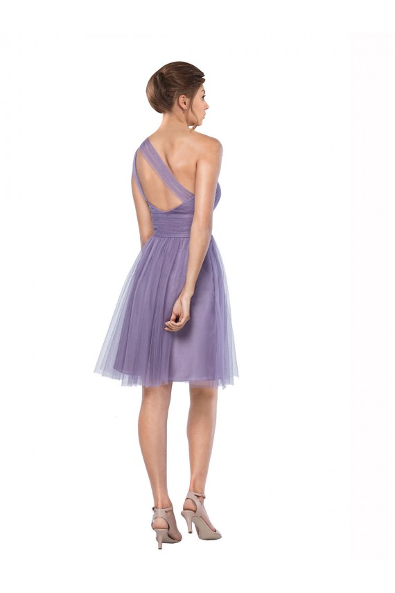 Sleeveless One Shoulder Tulle Watermelon Long Bridesmaid Dress Bath
