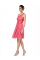 Sleeveless One Shoulder Tulle Watermelon Long Bridesmaid Dress Bath