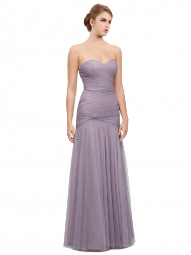 Sleeveless Sweetheart Tulle Heather Long Bridesmaid Dress Bath