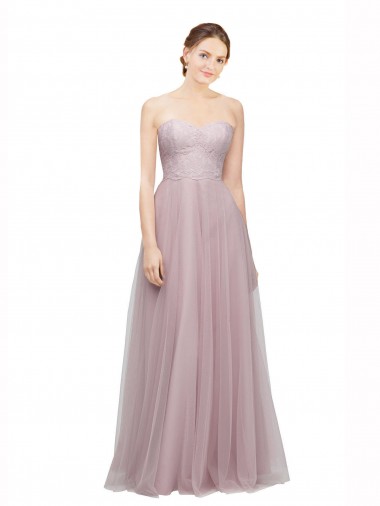 Sleeveless Sweetheart Tulle & Lace Light Lilac Long Bridesmaid Dress / Evening Dress Bath