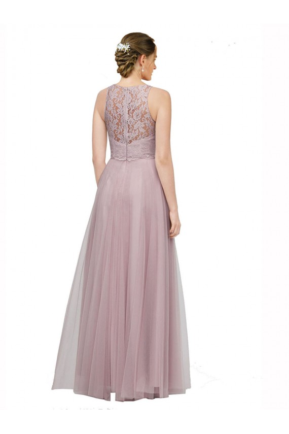 Sleeveless Sweetheart Tulle & Lace Light Lilac Long Bridesmaid Dress Bath