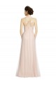 Sleeveless Spaghetti Straps Tulle Pink Long Bridesmaid Dress Bath