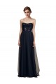 Sleeveless Strapless Tulle Black Long Bridesmaid Gown Bath
