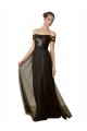 Sleeveless Off the Shoulder Tulle & Sequin Black Long Bridesmaid Dress Bath