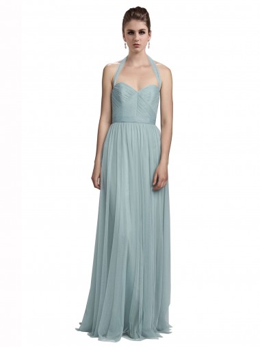 Sleeveless Halter Neck Tulle Long Bridal Party Dress / Evening Dress Bath