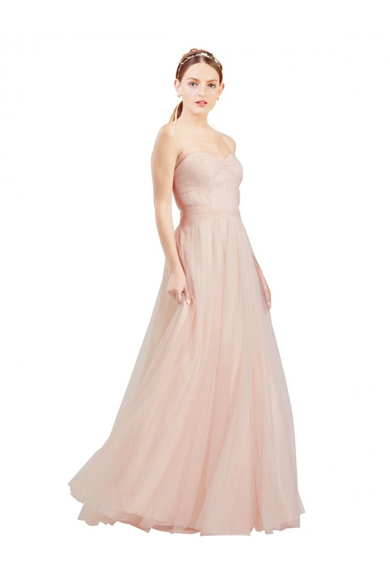 Sleeveless Strapless Tulle Pink Long Semi Formal Dress / Bridesmaid Dress Bath