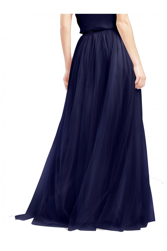 Sleeveless High Neck Tulle Navy Blue Long Semi Formal Evening Dress / Bridesmaid Dress Bath