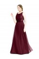 Sleeveless Boat Neck Tulle Burgundy Long Semi Formal Evening Dress / Bridesmaid Dress Bath