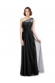 Sleeveless One Shoulder Tulle Black Long Bridesmaid Dress Bath