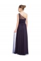 Sleeveless One Shoulder Tulle Black Long Bridesmaid Dress Bath