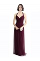Sleeveless V-Neck Tulle Red Long Bridesmaid Dress / Evening Dress Bath