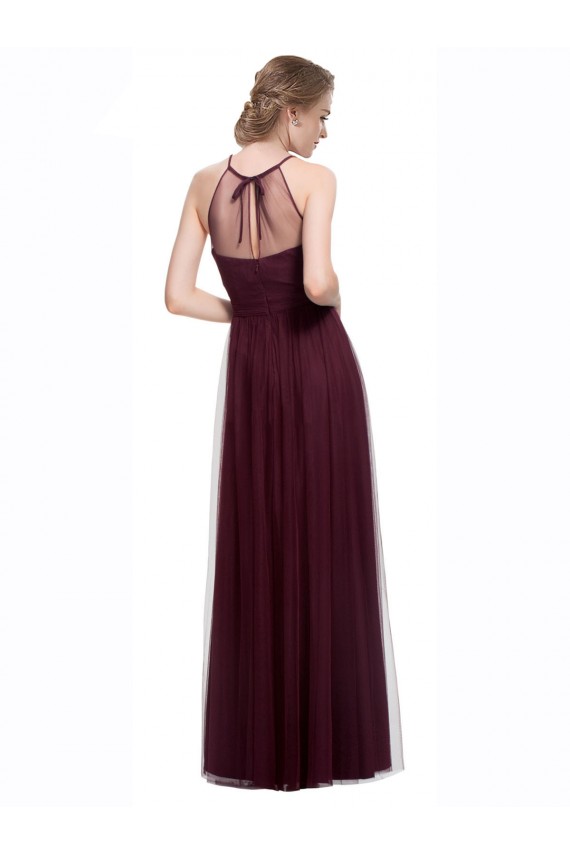 Sleeveless Sweetheart Tulle Red Long Bridesmaid Dress Bath