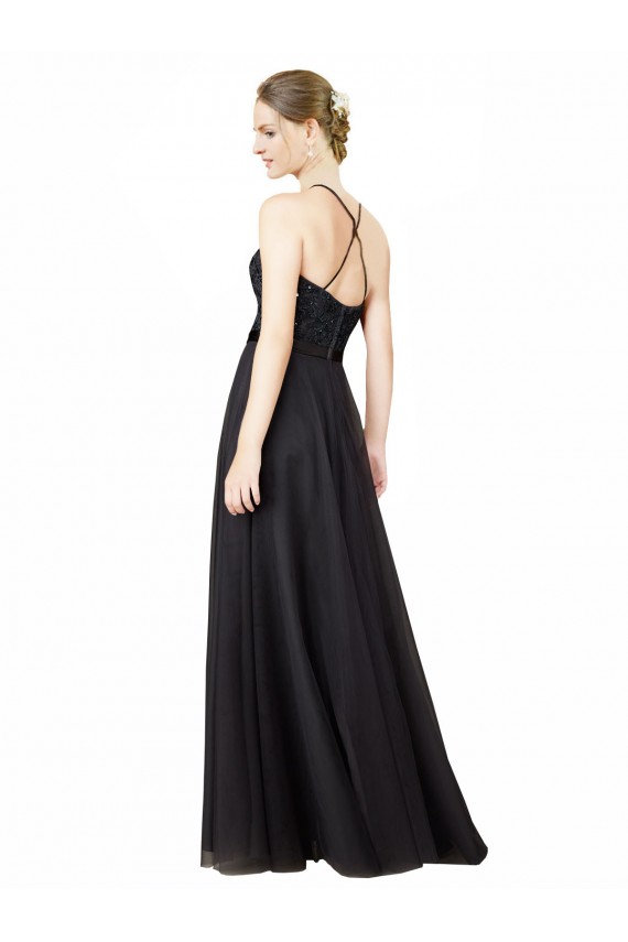 Sleeveless Sweetheart Tulle & Lace Slate Grey Long Bridesmaid Dress Bath