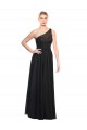 Sleeveless One Shoulder Tulle Black Long Bridesmaid Dress / Evening Dress Bath