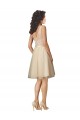 Sleeveless V-Neck Tulle & Lace Champagne Knee Length Bridesmaid Dress Bath