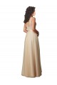 Sleeveless V-Neck Tulle & Lace Champagne Long Bridesmaid Dress Bath