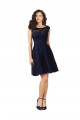 Sleeveless Bateau Neck Tulle & Lace Dark Navy Knee Length Bridesmaid Dress Bath