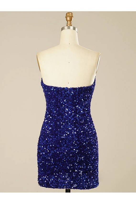 Sleeveless Sweetheart Velvet Sequin Shown Color Short Prom Dress Bath