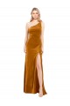 Sleeveless One Shoulder Stretch Velvet Gold Long Formal Evening Gown / Prom Dress / Bridesmaid Dress Bath